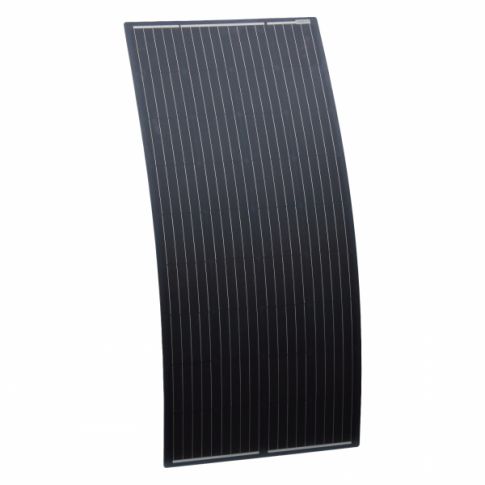 Photonic Universe 180W black semi-flexible fibreglass solar panel with round rear junction box and 3m cable, with durable ETFE coating