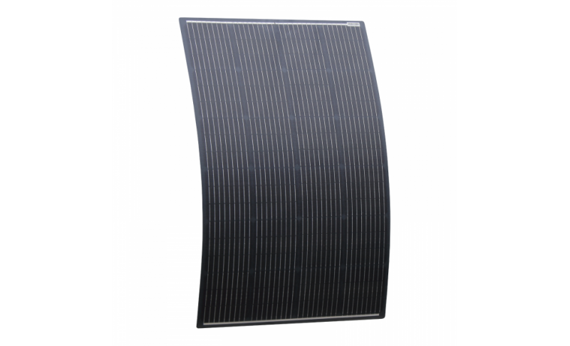 photonic universe 150w black semi-flexible fibreglass solar panel with round rear junction box and 3m cable, with durable etfe coating